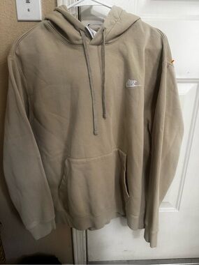 Nike Beige/Tan Pullover Hoodie with White Swoosh